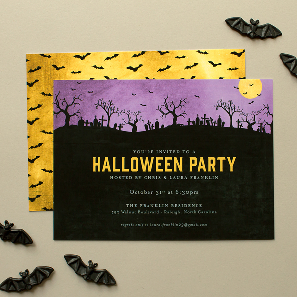 haunted graveyard halloween invitation