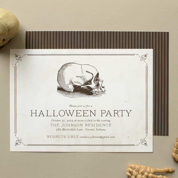 vintage skull halloween party invitation