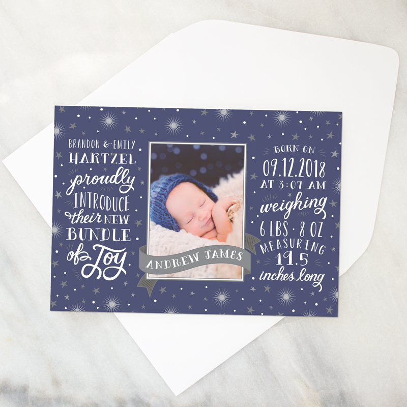 hand lettering photo birth announcement