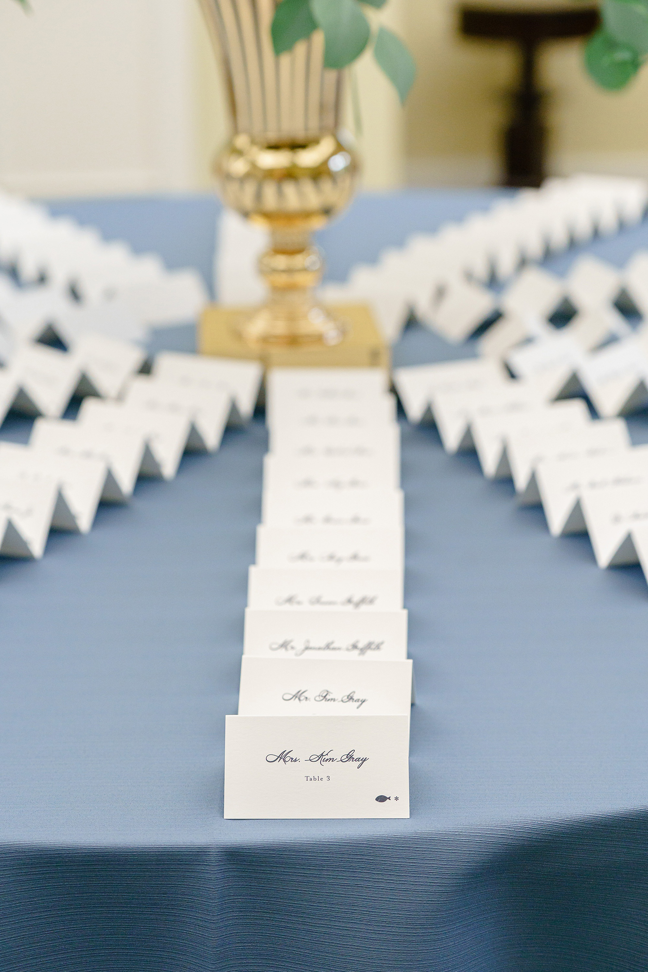 Reception place card display; photo by Katie Whitcomb Photography