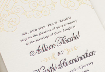 art deco wedding invitations in gold foil