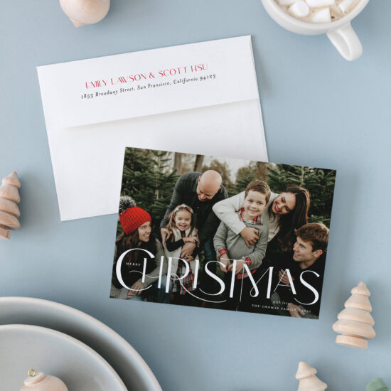 typographic full bleed holiday card for Minted