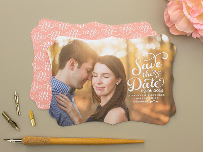 photo save the date, calligraphy save the date, die cut card, photo card