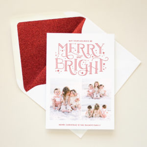 merry bright hand lettered christmas card