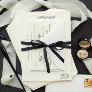 black silk ribbon wedding invitations