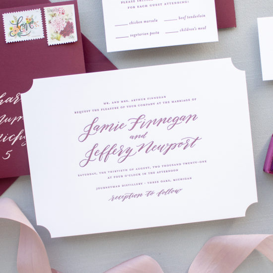 Classic Calligraphy Wedding Invitation with Monogram | Estate - Banter ...