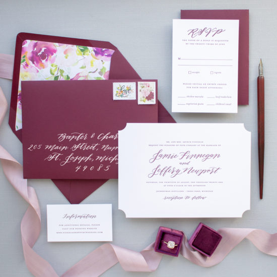 Classic Calligraphy Wedding Invitation with Monogram | Estate - Banter ...