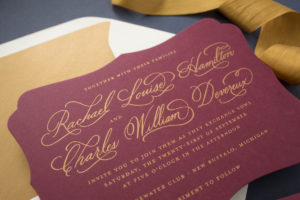gold silk screen wedding invitations