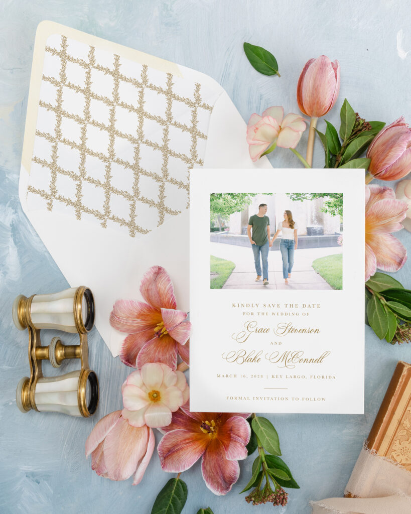 classic photo save the date card