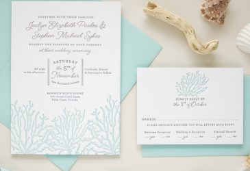 letterpress beach wedding invitations