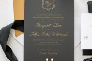 metallic gold silk screen wedding invitations