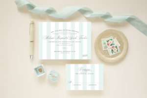blue striped wedding invitations