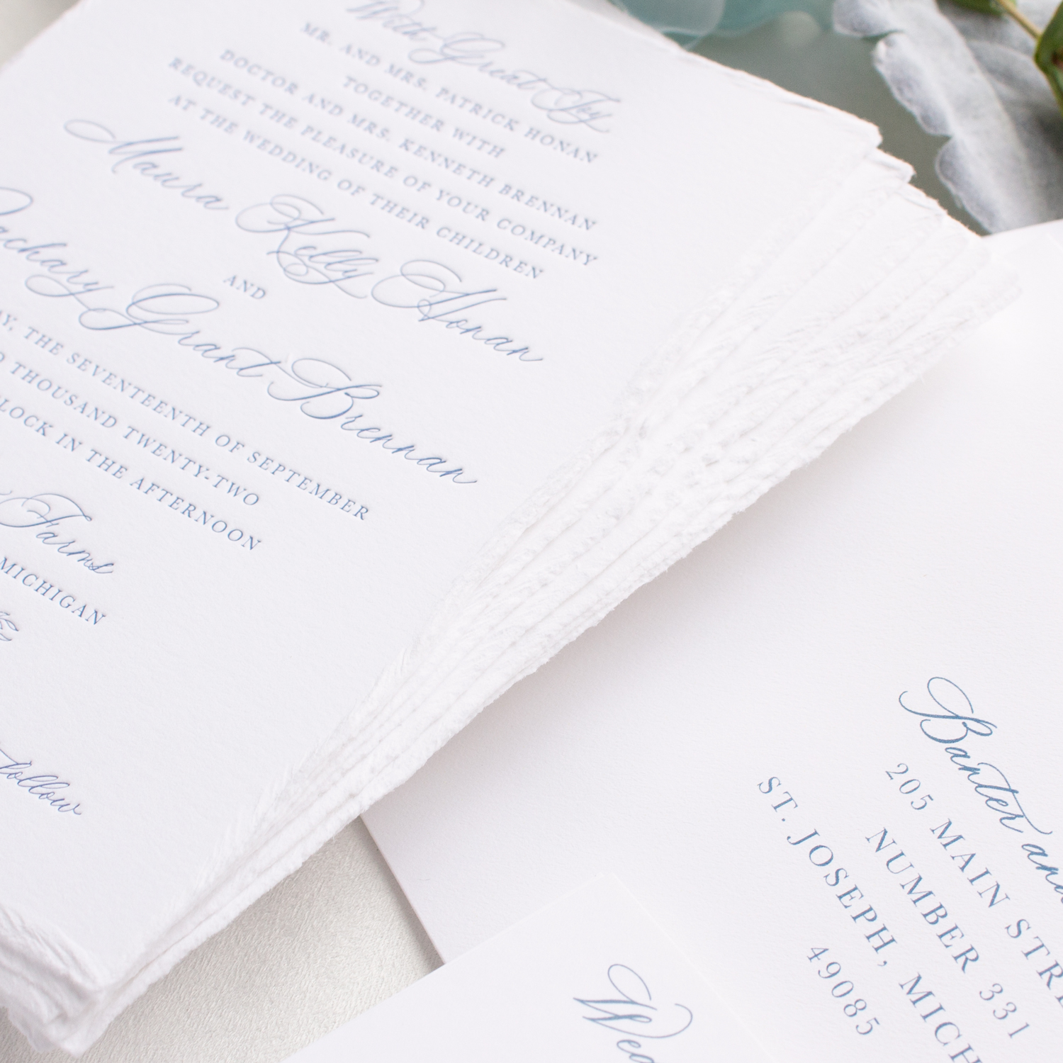 Deckle edge wedding invitations