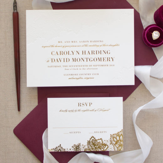 Gold Foil Stamped Wedding Invitations | Delicate - Banter and Charm