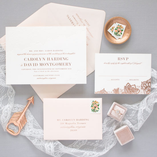 Rose Gold Wedding Invitations | Delicate - Banter and Charm