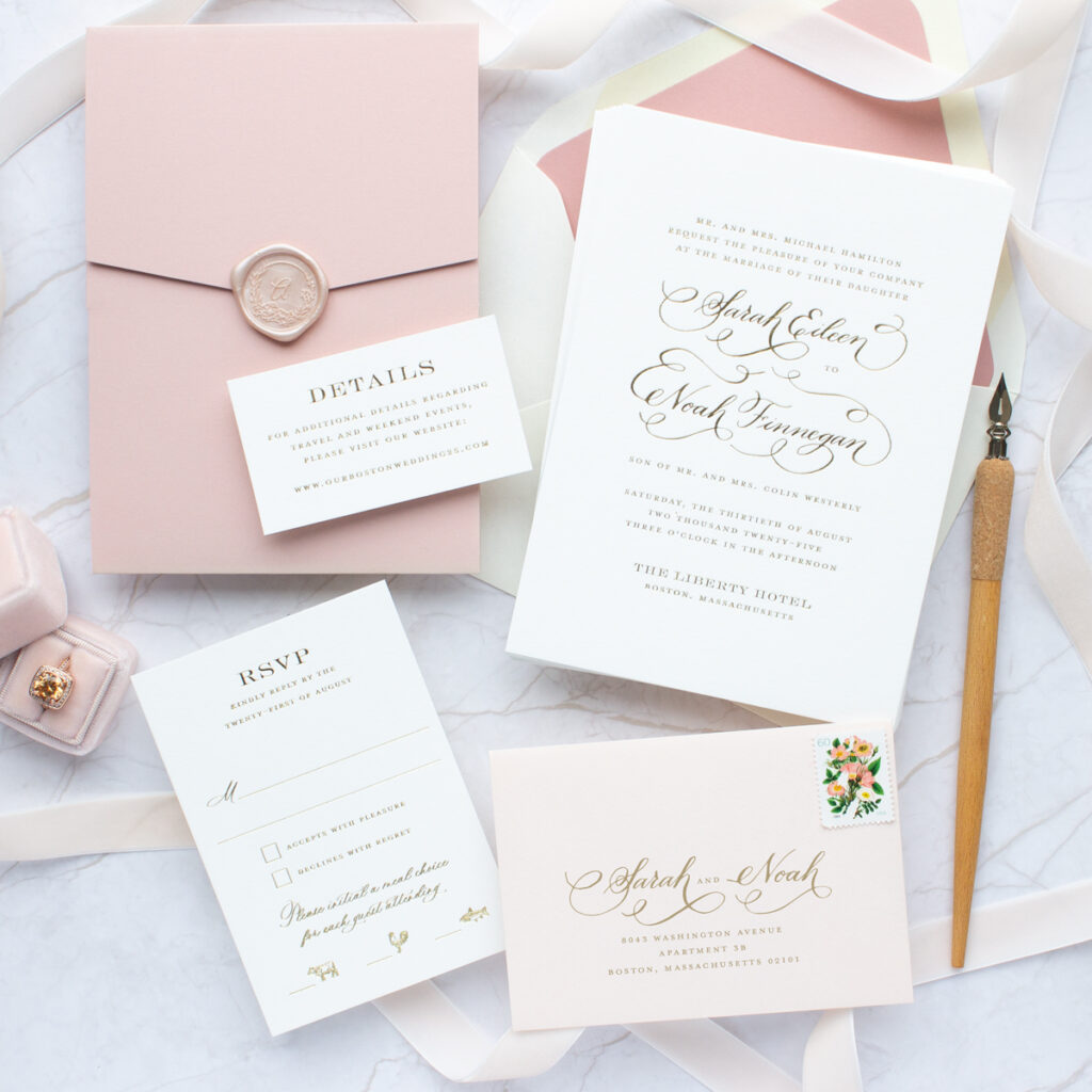 Dusty Pink Wedding Invitations | Adore - Banter and Charm