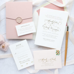 dusty pink wedding invitations