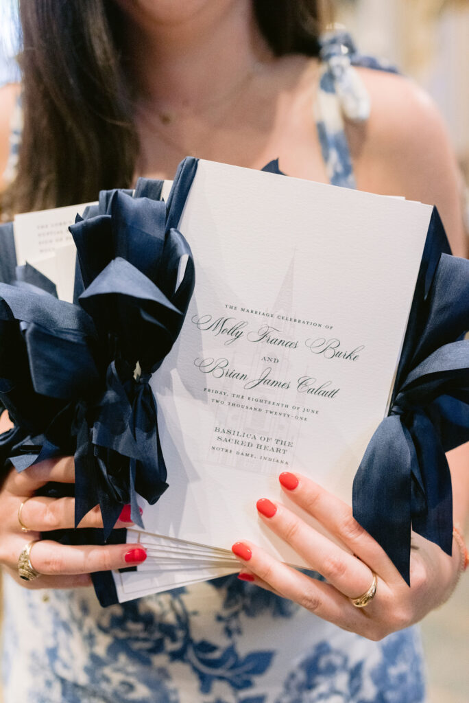 ceremony programs with silk ribbon