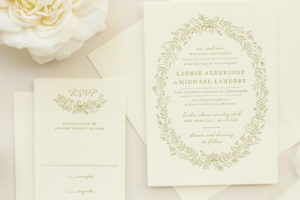 pine green letterpress wedding invitations