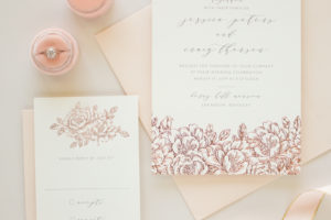 wedding invitations with rose gold flowers