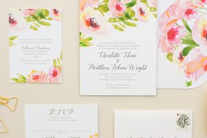 watercolor floral invitation suite