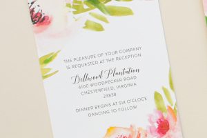 reception card for watercolor invitation suite
