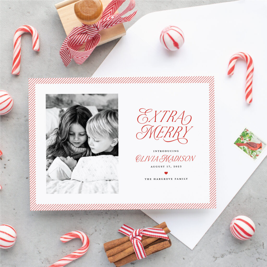 extra merry christmas birth announcement