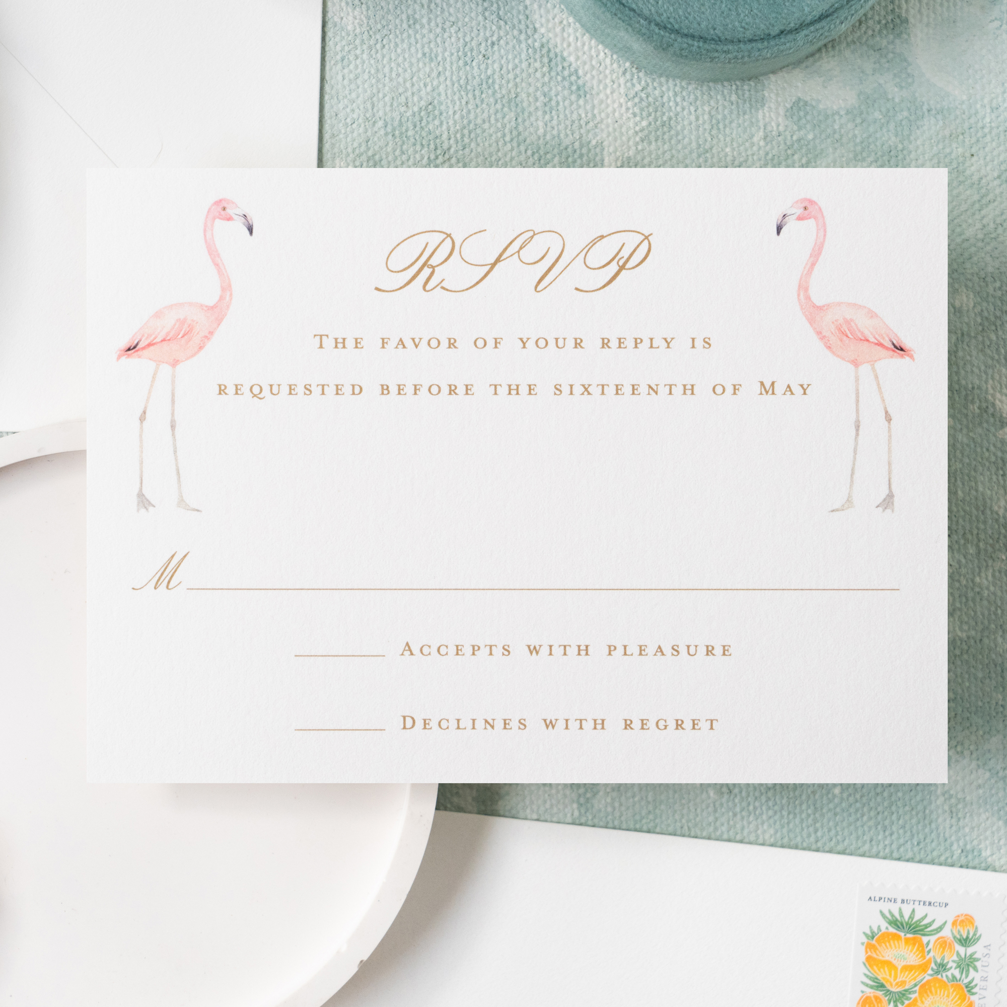 flamingo wedding invitation rsvp