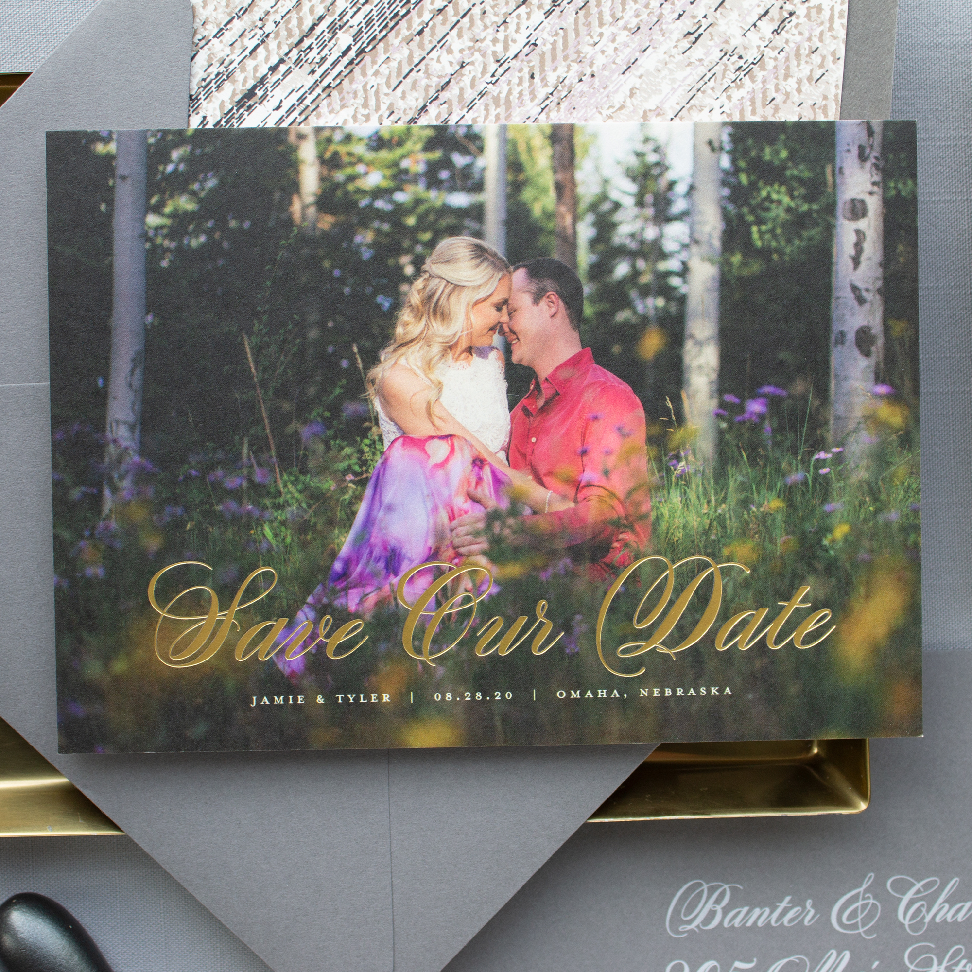 Gold Foil Stamp Photo Save the Date