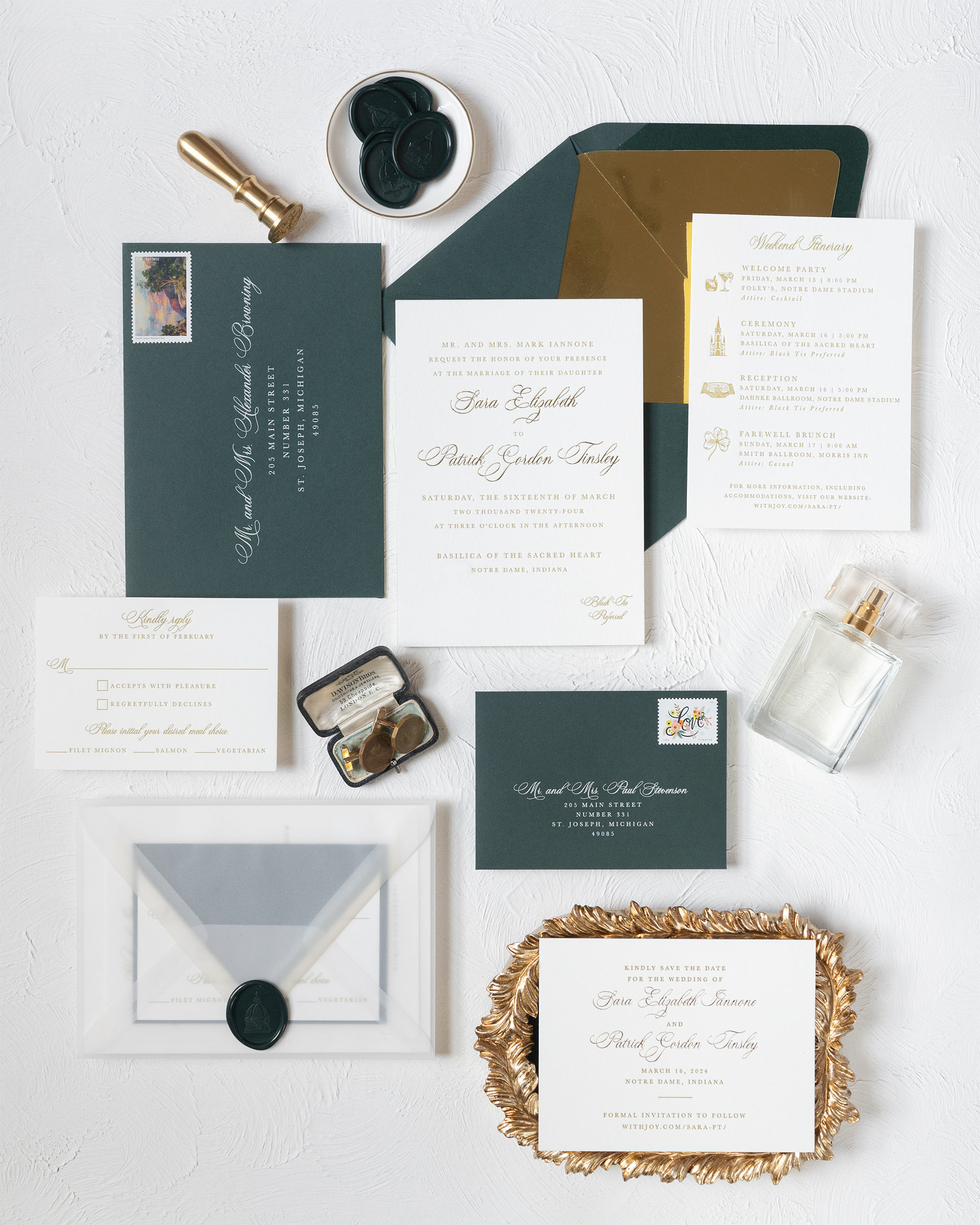 Formal letterpress wedding invitations