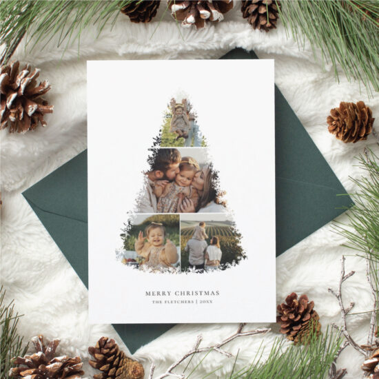 multi photo christmas tree holiday card