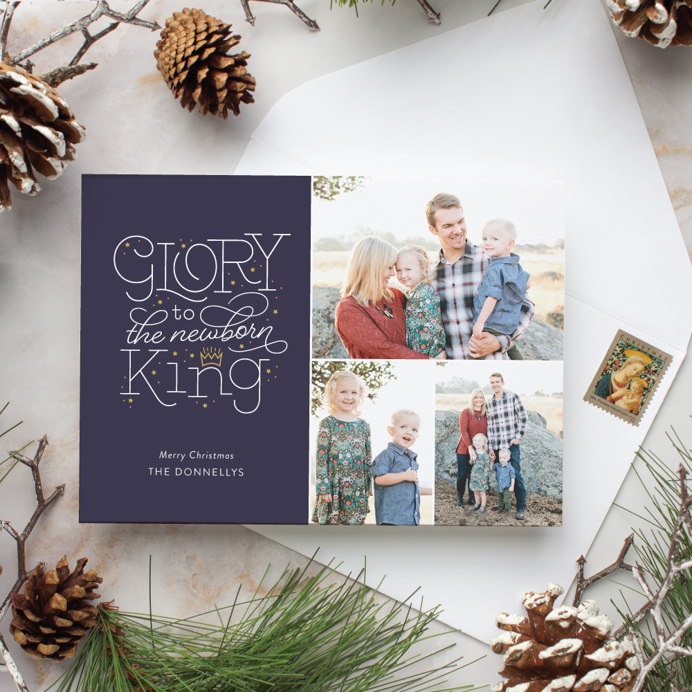 glory to the newborn king religious christmas card