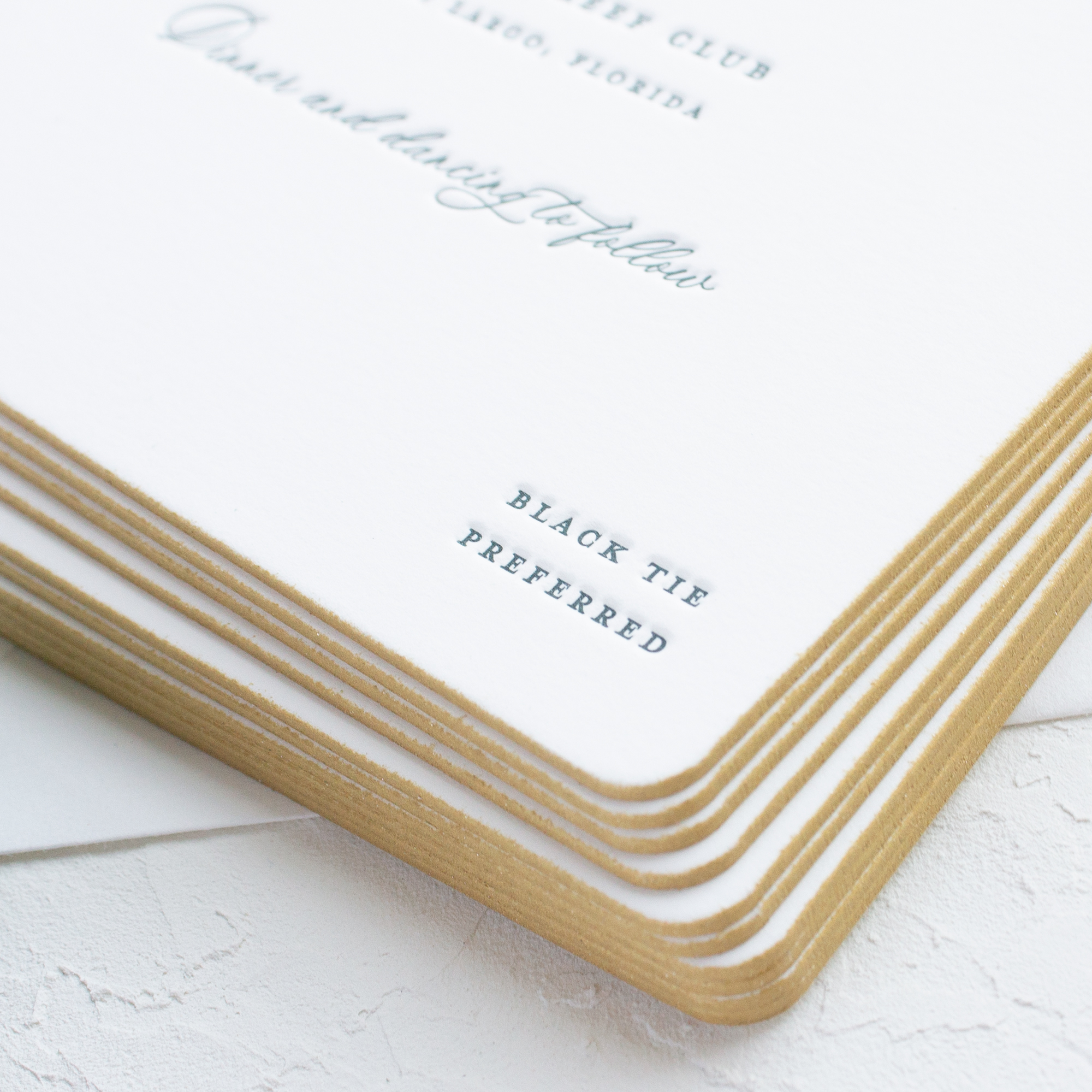 gold edge painting rounded corners wedding invitations