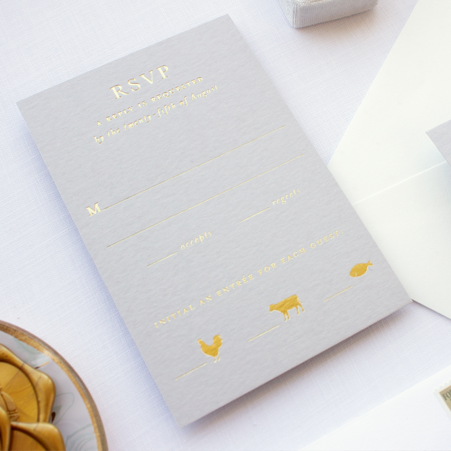 gold and gray rsvp card