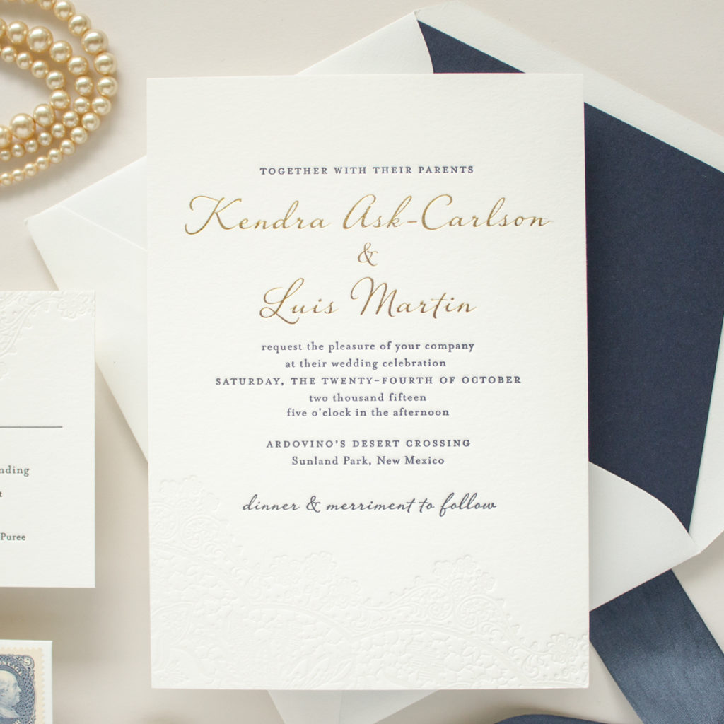 gold foil stamped wedding invitations