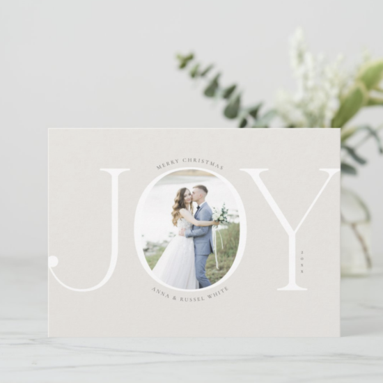 joy newlywed christmas card