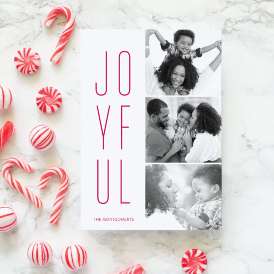 simple holiday card with three photos