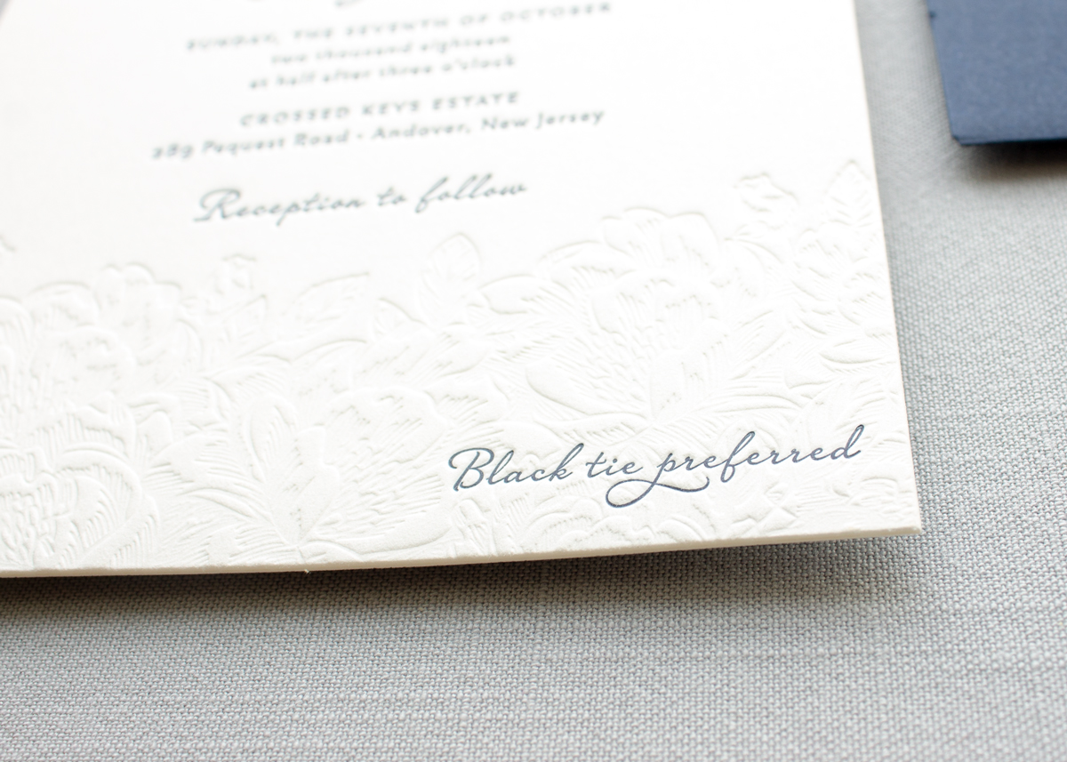 Black tie wedding invitations