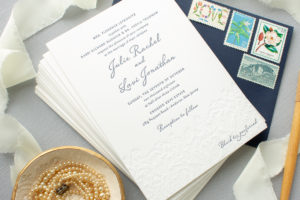 custom invitations with blind letterpress