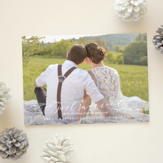 just married holiday card for newlyweds
