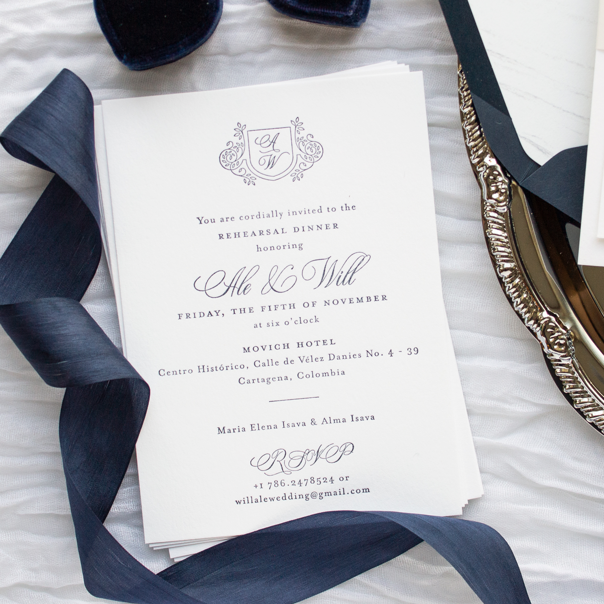 letterpress wedding rehearsal dinner invitations