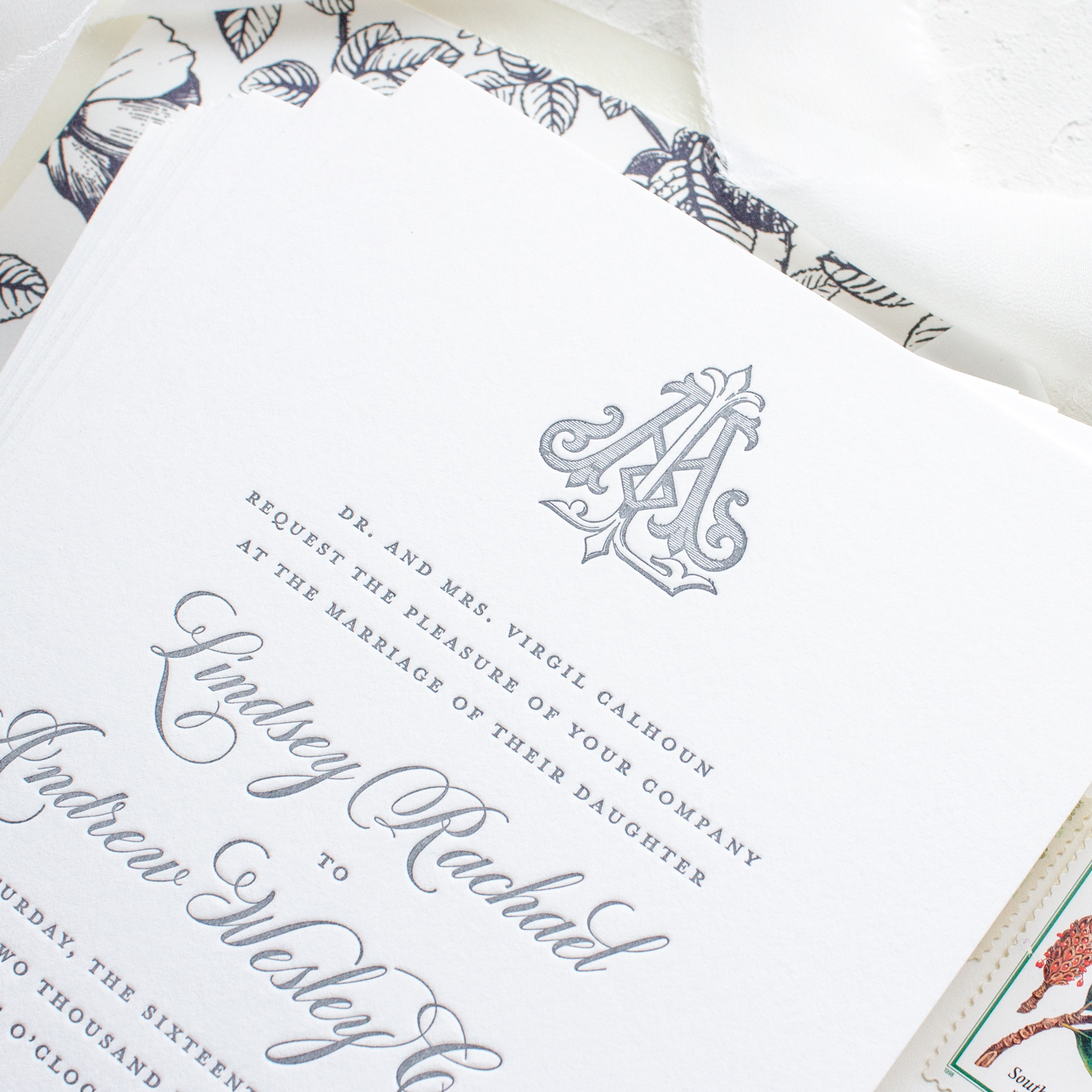 traditional letterpress wedding invitations