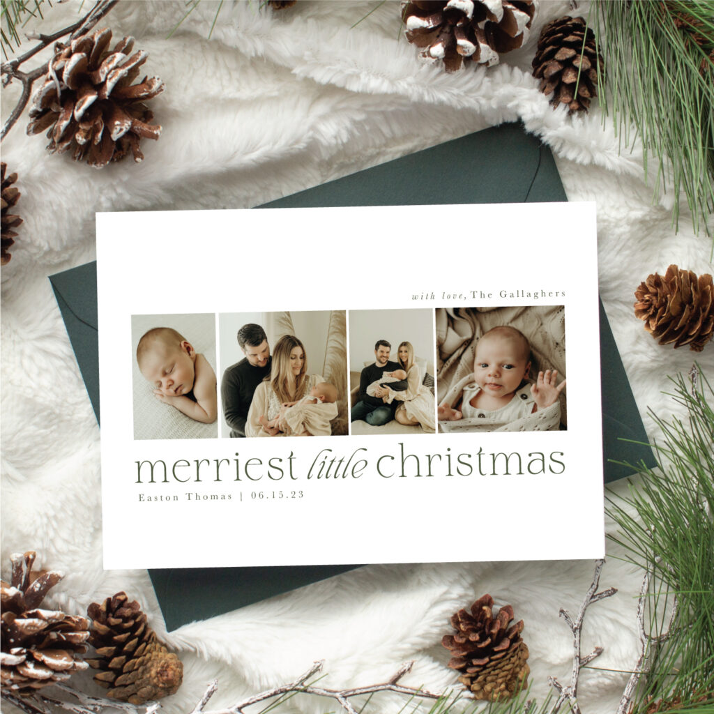 multiphoto holiday birth announcement merriest little christmas