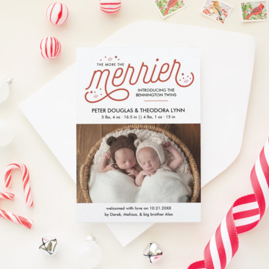 twin christmas birth annoucement