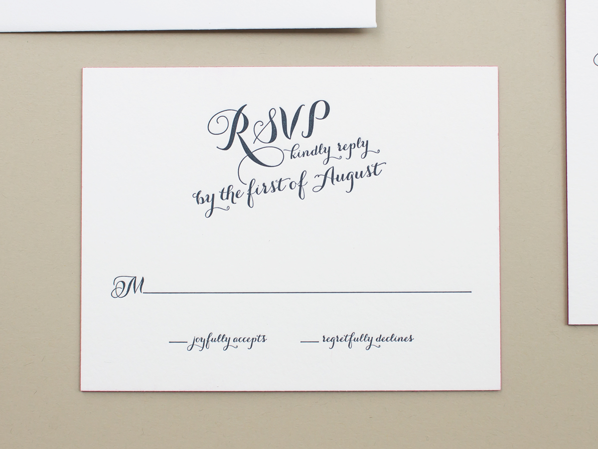letterpress wedding response card