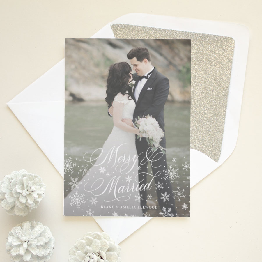 just married christmas photo card