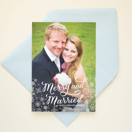 merry and married holiday photo cards