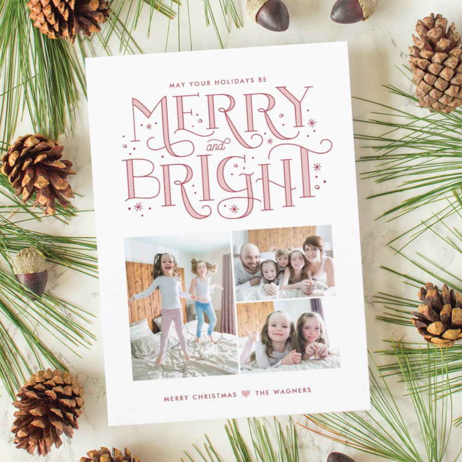 hand lettered christmas card multi photo