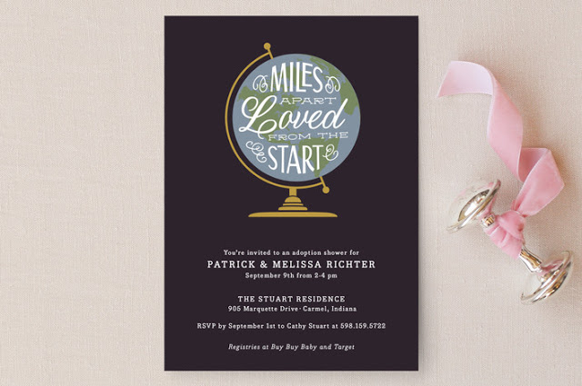 Miles Apart Adoption Shower Invitation for Minted