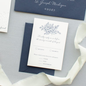navy blue wedding rsvp card